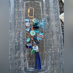 Ocean-Themed Blue and Black Keychain